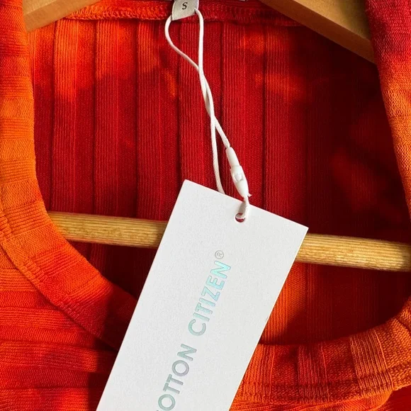 Cotton Citizen Capri Cutout Dress Ribbed Orange Red Tie Dye Size Small NWT - Picture 12 of 13